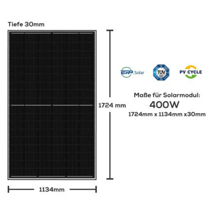 Solarpanel 400W Maße (Länge und Breite in mm)